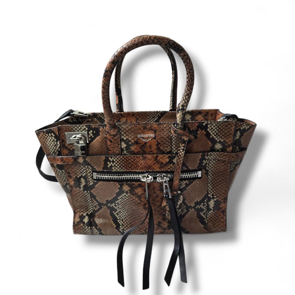 Zadig & Voltaire Candid Medium Zip Wild Cognac Black Bag Brown Handbag Crossbody